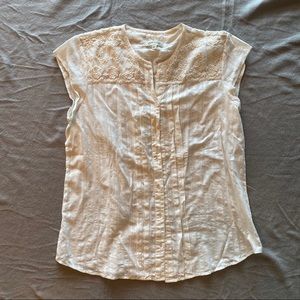 Cap-sleeve blouse with embroidery